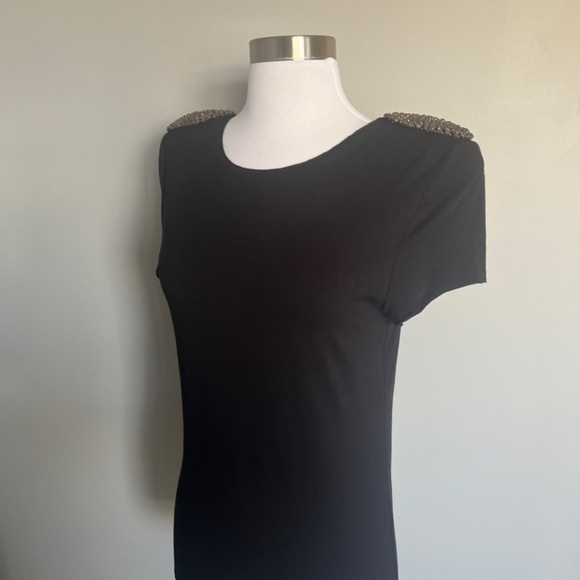 Alice Olivia Stacey Bendet Embellish Patched Shoulder Jeweled Cocktail Tee Top - Picture 13 of 15